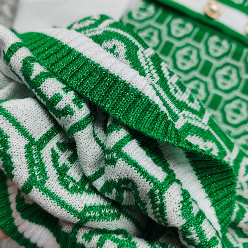 Cassette Club Green Geometric Knit Polo with White Trim - Picture 4 of 7